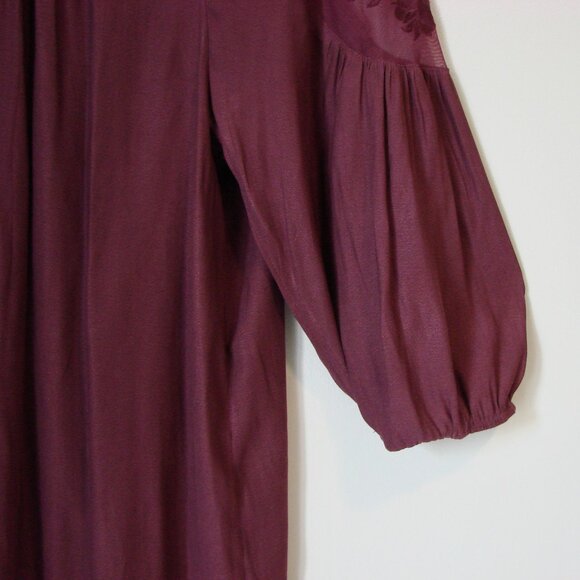 Torrid Boho Embroidered Blouse Long Sleeve Sheer Wine Burgundy Size 0 12 Large - Picture 6 of 13